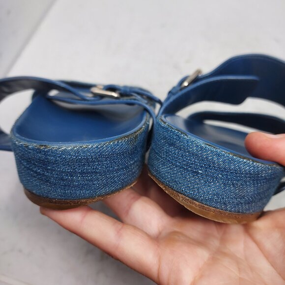 Louis Vuitton Denim Blue Buckle Bom Dia Monogram Flat Sandal - Picture 13 of 15
